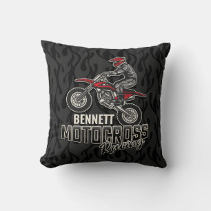 Custom NAME Dirt Bike Rider Motocross Racing Cushion