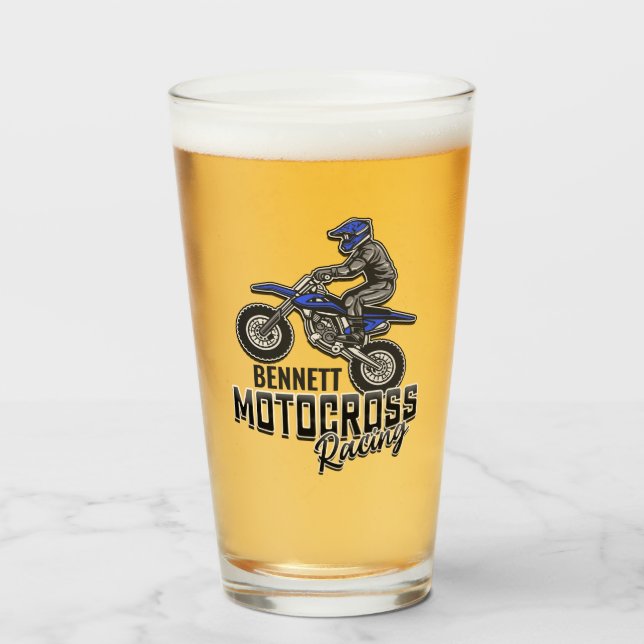 Custom NAME Dirt Bike Rider Motocross Racing Glass (Front Filled)