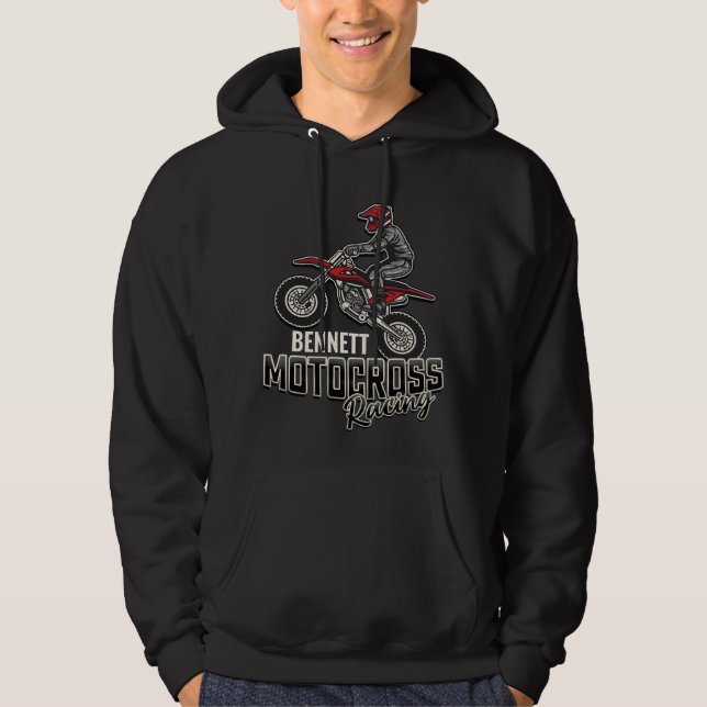 Custom NAME Dirt Bike Rider Motocross Racing  Hoodie (Front)