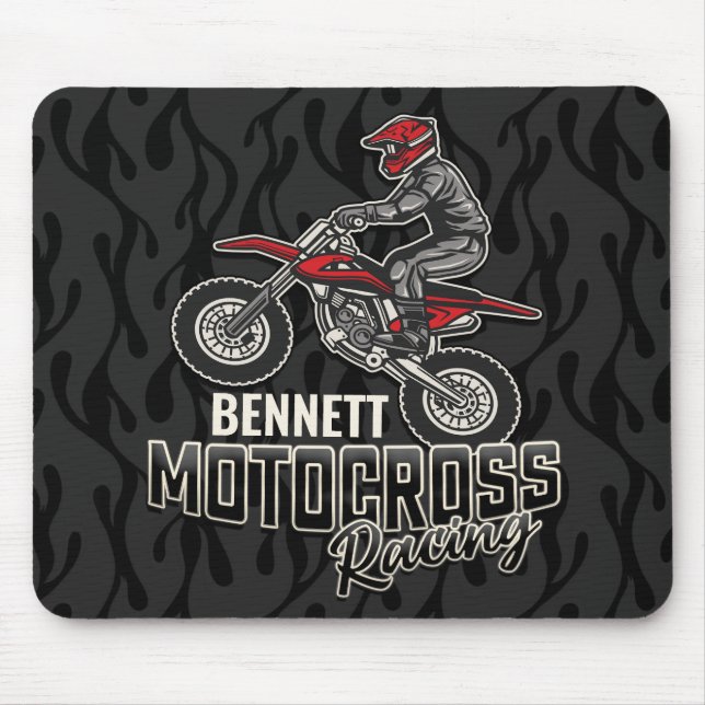 Custom NAME Dirt Bike Rider Motocross Racing Mouse Mat (Front)