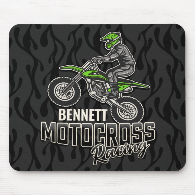 Custom NAME Dirt Bike Rider Motocross Racing Mouse Mat (Front)
