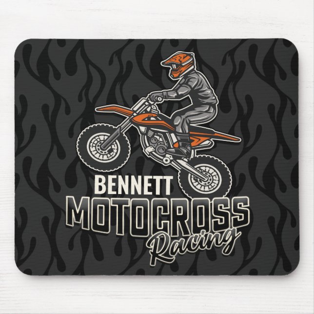 Custom NAME Dirt Bike Rider Motocross Racing Mouse Mat (Front)