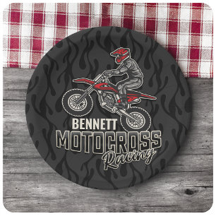 Custom NAME Dirt Bike Rider Motocross Racing Paper Plate