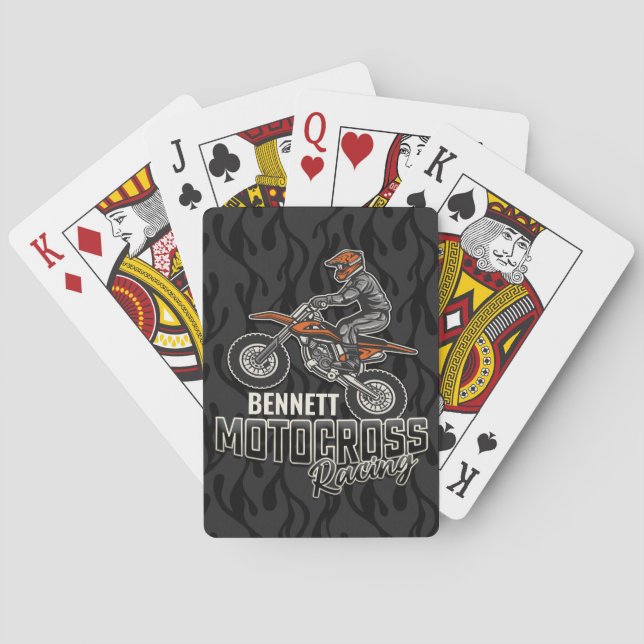 Custom NAME Dirt Bike Rider Motocross Racing  Playing Cards (Back)