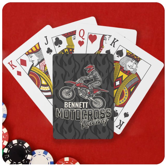 Custom NAME Dirt Bike Rider Motocross Racing Playing Cards (Creator Uploaded)
