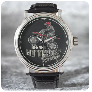 Custom NAME Dirt Bike Rider Motocross Racing Watch