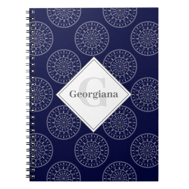 Custom Name Ditsy Winter Snow Angels Snowmen Dots Notebook (Front)