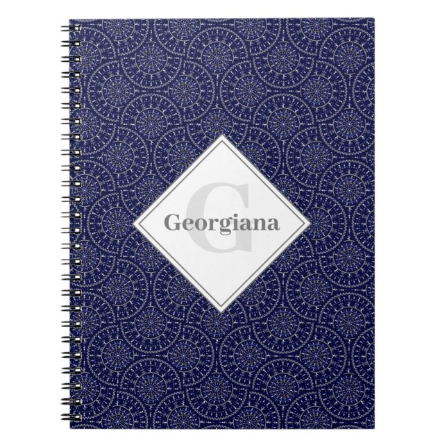 Custom Name Ditsy Winter Snow Angels Snowmen Fans Notebook (Front)