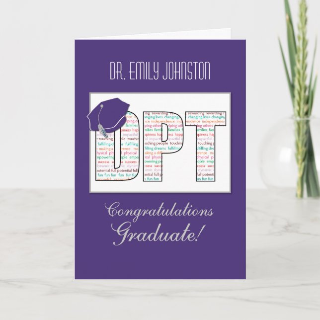 Custom Name Doctor Physical Therapy Graduation Card (Front)