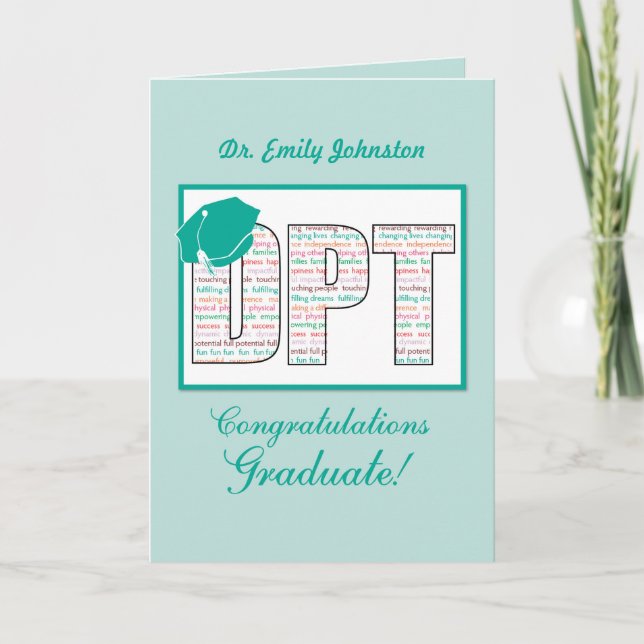 Custom Name Doctor Physical Therapy Graduation DPT Card (Front)
