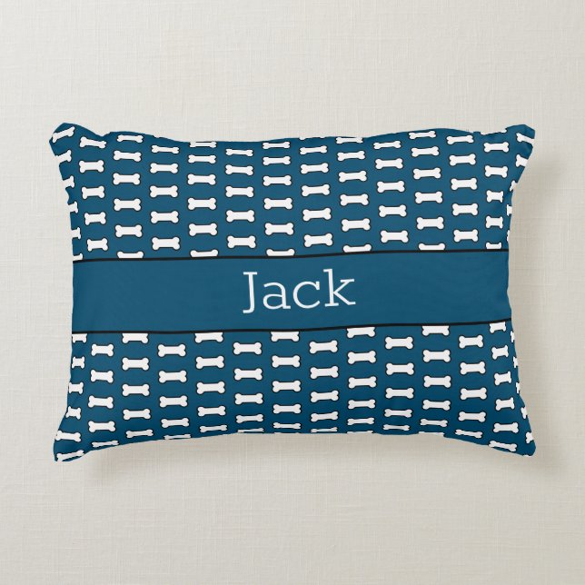 Custom Name Dog Bone Pattern Decorative Cushion (Front)