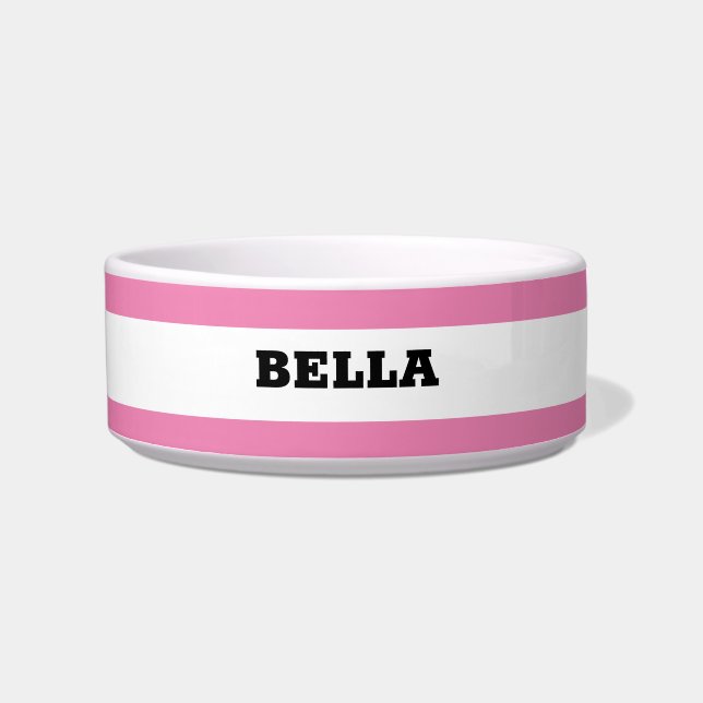 Custom Name Dog Cat Minimalist Personalised Food Bowl (Front)