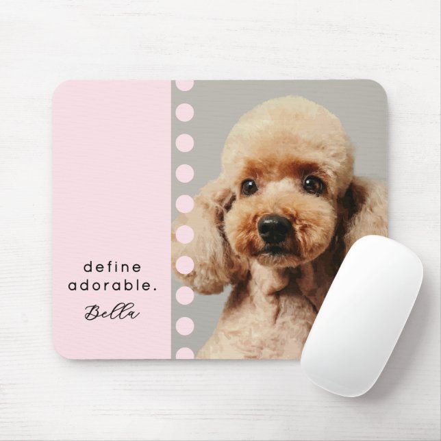 Custom Name Dog Funny Saying Photo Pastel Pink Mouse Mat (With Mouse)