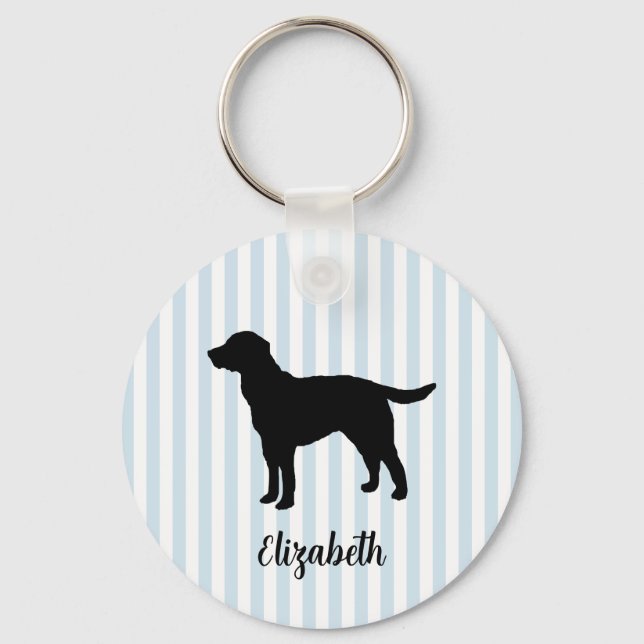 Custom Name Dog Labrador Stripe Key Ring (Front)