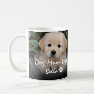 Custom Name Dog Mum Life Bella Puppy Design Coffee Mug
