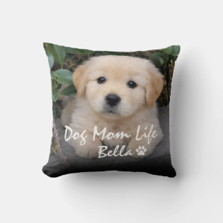 Custom Name Dog Mum Life Bella Puppy Design Cushion