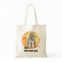 Custom Name Dog Witch Halloween treat bag