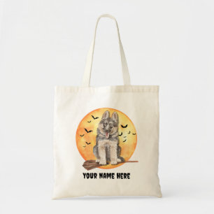 Custom Name Dog Witch Halloween treat bag