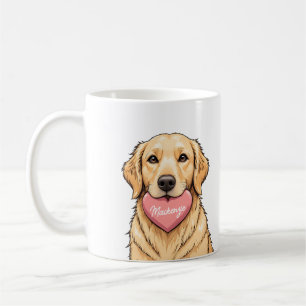 Custom Name Dog with Heart Happy Valentine's Day Coffee Mug