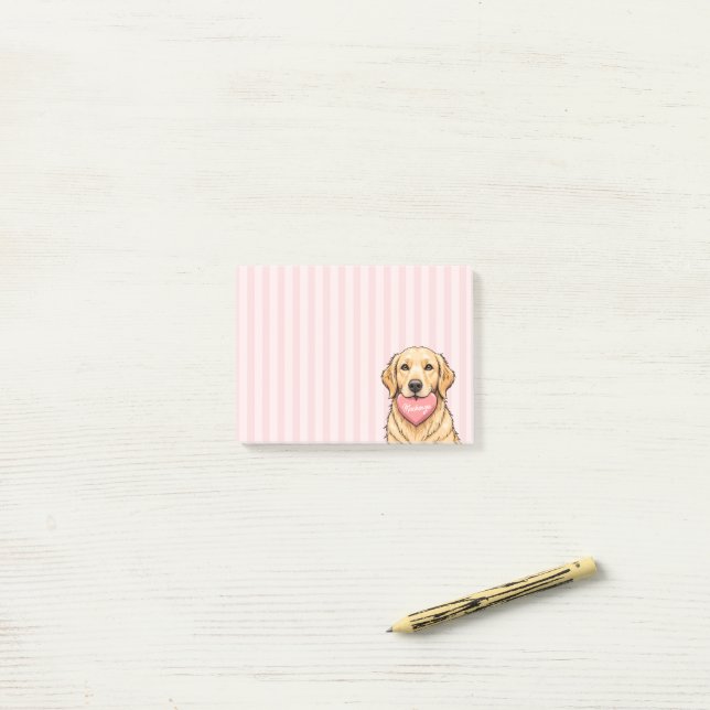 Custom Name Dog with Heart Happy Valentine's Day Post-it Notes (On Desk)