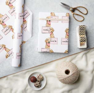 Custom Name Dog with Heart Happy Valentine's Day Wrapping Paper