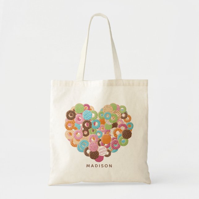 Custom name Doughnut Lover tote bags (Front)