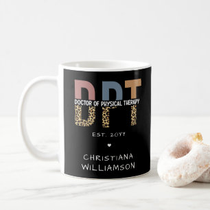 Custom Name DPT Doctor of Physical Therapy Cheetah Coffee Mug
