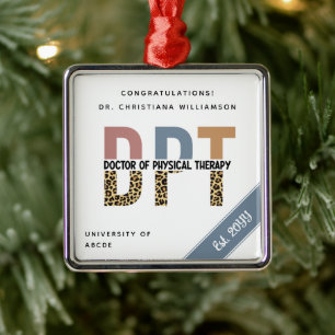 Custom Name DPT Doctor of Physical Therapy Chic Metal Tree Decoration