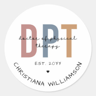 Custom Name DPT Doctor of Physical Therapy Classic Round Sticker
