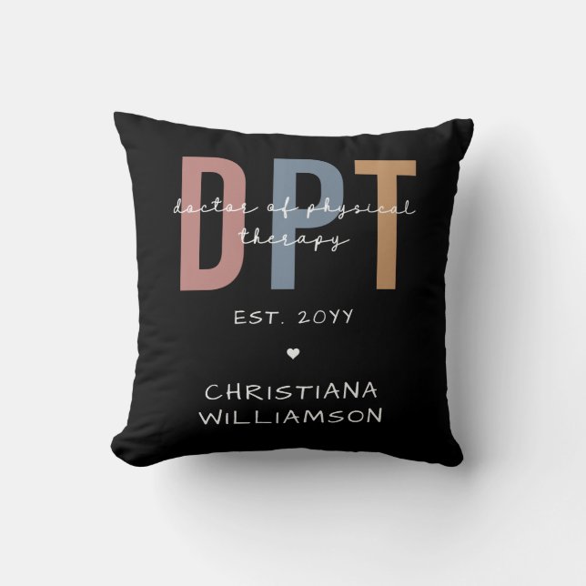 Custom Name DPT Doctor of Physical Therapy Cushion (Front)