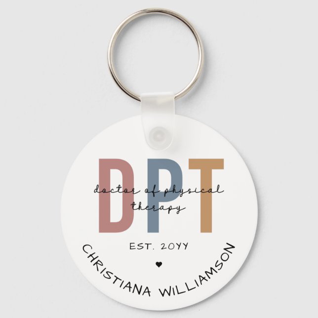 Custom Name DPT Doctor of Physical Therapy Key Ring (Front)