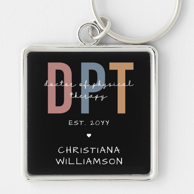 Custom Name DPT Doctor of Physical Therapy Key Ring (Front)
