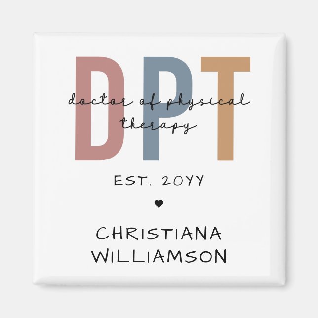Custom Name DPT Doctor of Physical Therapy Magnet (Front)