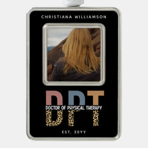 Custom Name DPT Doctor of Physical Therapy Photo Silver Plated Framed Ornament