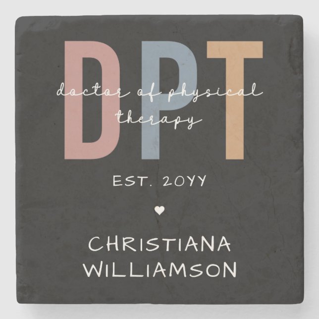 Custom Name DPT Doctor of Physical Therapy Stone Coaster (Front)