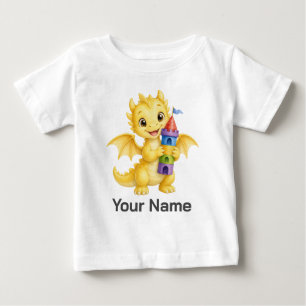 Custom Name Dragon Castle Tower Baby T-Shirt