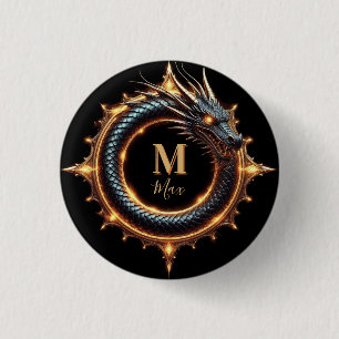 🐉 Custom Name Dragon Fantasy Symbol For Gamers 🔥 3 Cm Round Badge