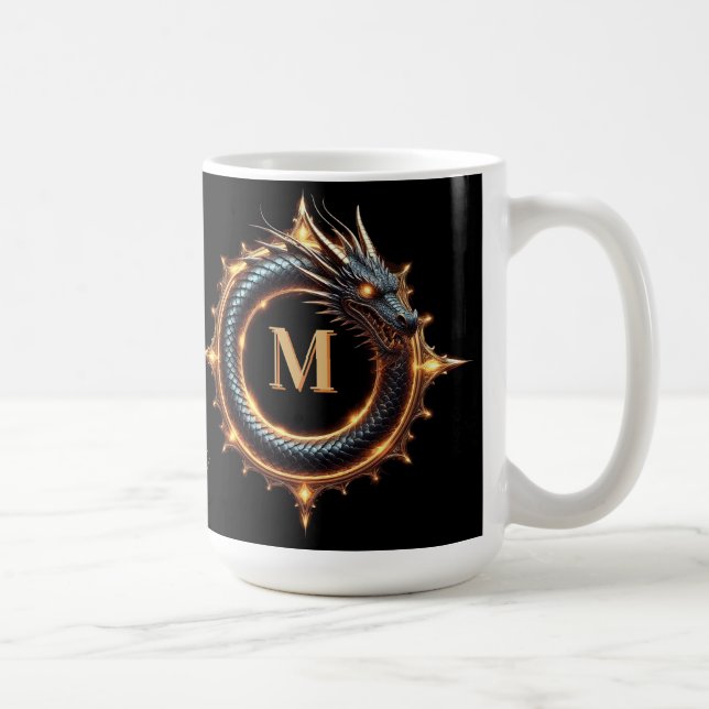 🐉 Custom Name Dragon Fantasy Symbol For Gamers 🔥 Coffee Mug (Right)