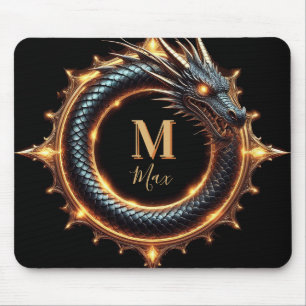 🐉 Custom Name Dragon Fantasy Symbol For Gamers 🔥 Mouse Mat
