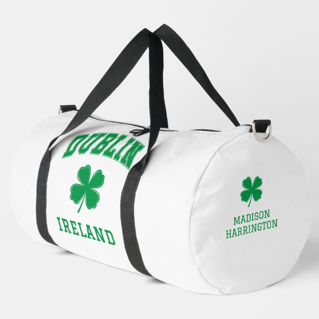 Custom Name Dublin Ireland Duffle Bag (Left Corner)