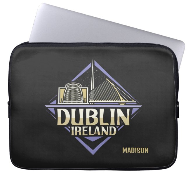 Custom Name Dublin Ireland Laptop Sleeve (Front)