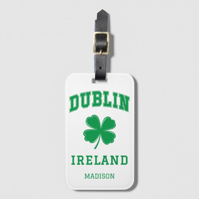 Custom Name Dublin Ireland Luggage Tag (Front Vertical)