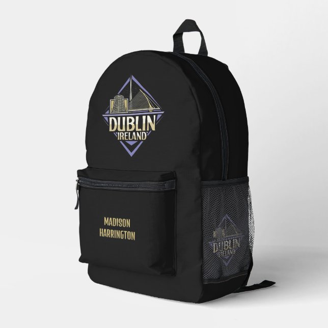 Custom Name Dublin Ireland Printed Backpack (Back Corner Right)