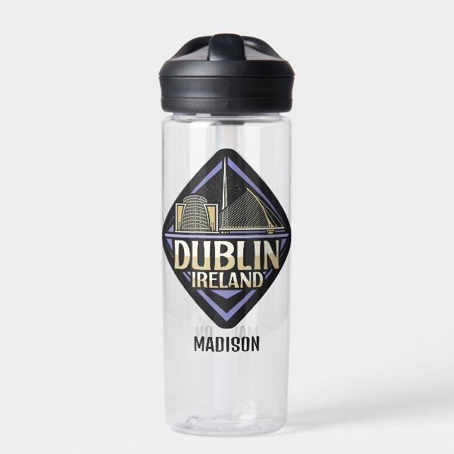 Custom Name Dublin Ireland Water Bottle (Front)