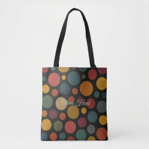 Custom Name Dull Color Circles Tote Bag