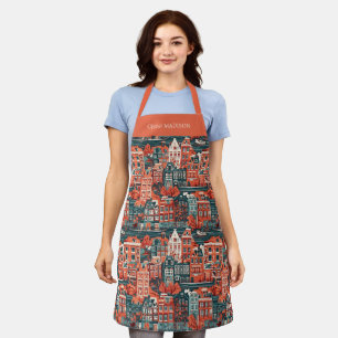 Custom Name Dutch Houses Pattern Apron
