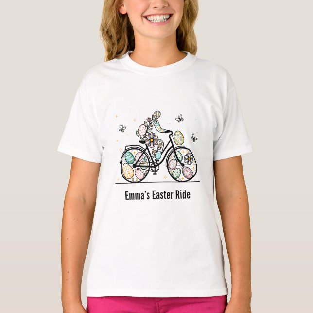 Custom Name Easter Bicycle Design T-Shirt (Front)
