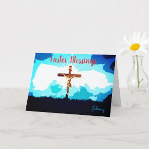Custom Name Easter Blessings Religious Greetings Card