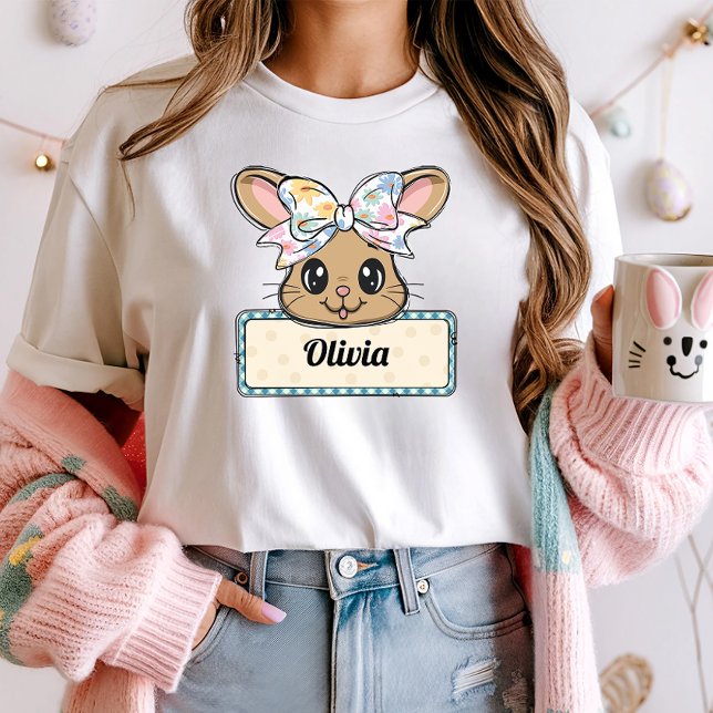 Custom Name Easter Bunny Coquette T-Shirt (Creator Uploaded)