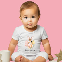 Custom Name Easter Bunny Girl Watercolor